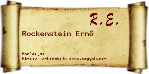 Rockenstein Ernő névjegykártya